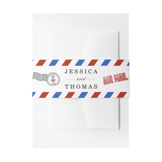 Die moderne Hochzeitskollektion der Luftpost Einladungsbanderole (Vorderseite Beispiel)