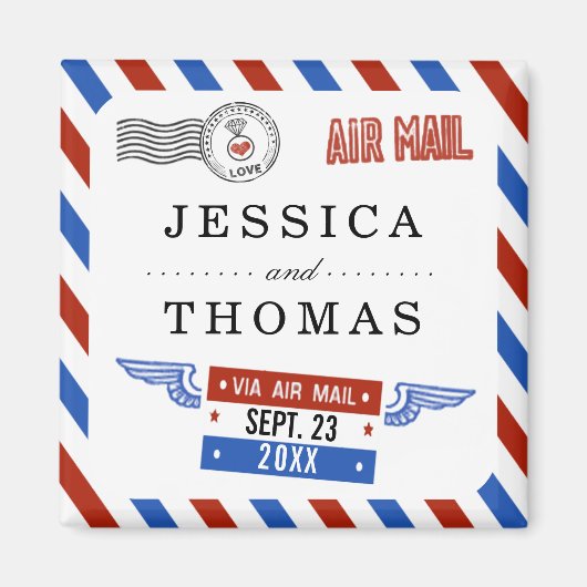 Die moderne Hochzeitskollektion der Luftpost Magnet (Vorne)