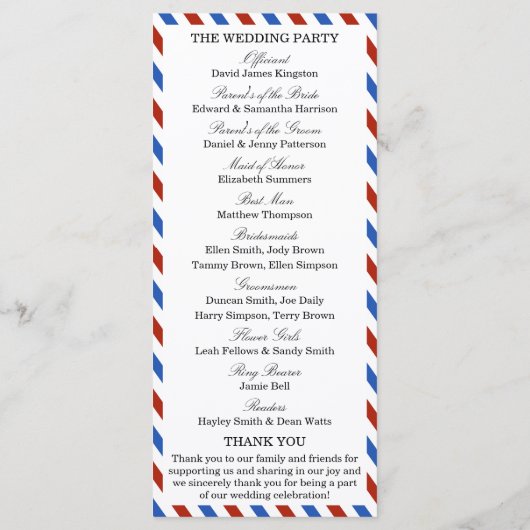 Die moderne Hochzeitskollektion der Luftpost Programm (Rückseite)