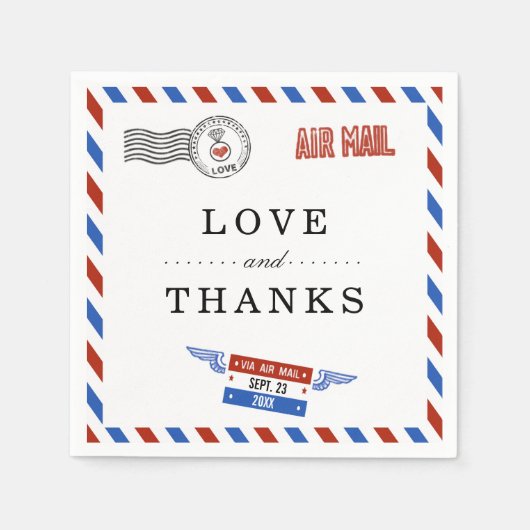 Die moderne Hochzeitskollektion der Luftpost Serviette (Vorderseite)