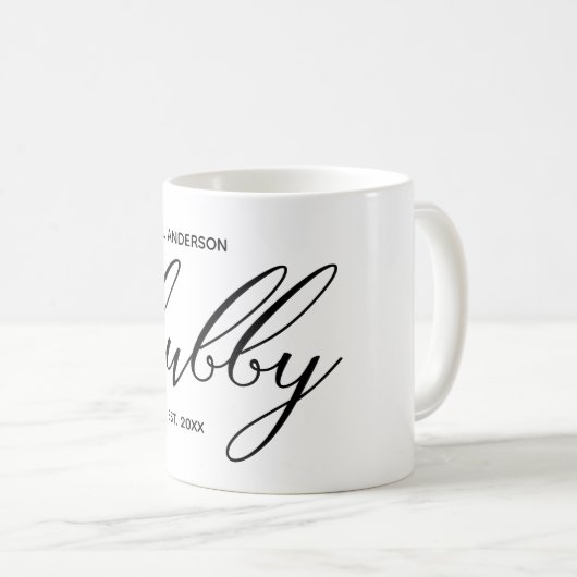Die moderne [[Hubby]]-Kalligrafie wird zum Jahr Kaffeetasse (VorderseiteRechts)