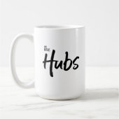Die moderne Hubs-Skripttypografie Kaffeetasse (Links)