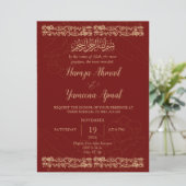 Die moderne islamische Hochzeit von Rot und Gold,  Einladung (Stehend Vorderseite)