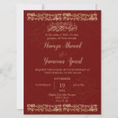 Die moderne islamische Hochzeit von Rot und Gold,  Einladung (Vorderseite)