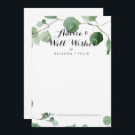 Die moderne Kalligrafie lässt Eukalyptus gut hochg Hinweiskarte<br><div class="desc">Diese moderne kalligraphische Hochzeit wünscht Eukalyptus Ratgeber Karte ist perfekt für eine einfache Hochzeit. Das Design bietet Aquarellfarben handgezeichnet elegante botanische Eukalyptuszweige und Blätter. Diese Karten sind ideal für Hochzeiten, Brautparty, Babydusche, Graduiertenfest u.v.m. Personalisieren Sie die Karten mit den Namen der Braut und Bräutigam, den Eltern, die Sie werden oder...</div>