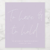 Die moderne Kalligrafie lässt Lila Hochzeit zu Weinetikett (Einzelnes Label)