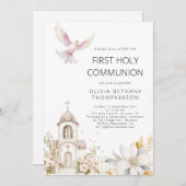 Die moderne Kirche Florals Taube Erste Heilige Kom Einladung (Vorne/Hinten)