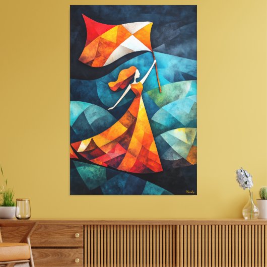 Die moderne kubistische Vision der Freiheit führt Leinwanddruck (Insitu (Wohnzimmer))
