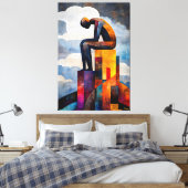 Die moderne kubistische Vision des Denkers Leinwanddruck (Insitu (Schlafzimmer))