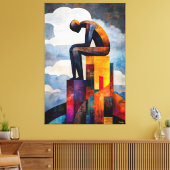 Die moderne kubistische Vision des Denkers Leinwanddruck (Insitu (Wohnzimmer))