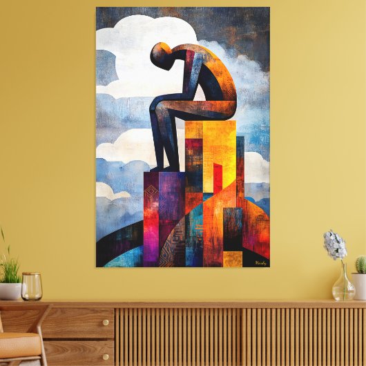 Die moderne kubistische Vision des Denkers Leinwanddruck (Insitu (Wohnzimmer))