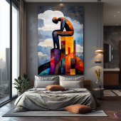 Die moderne kubistische Vision des Denkers Leinwanddruck