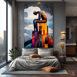 Die moderne kubistische Vision des Denkers Leinwanddruck