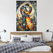 Die moderne kubistische Vision des Kusses Leinwanddruck (Insitu (Schlafzimmer))