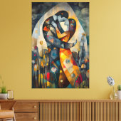 Die moderne kubistische Vision des Kusses Leinwanddruck (Insitu (Wohnzimmer))