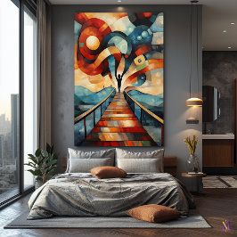 Die moderne kubistische Vision des Schreins Leinwanddruck