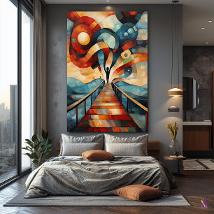 Die moderne kubistische Vision des Schreins Leinwanddruck