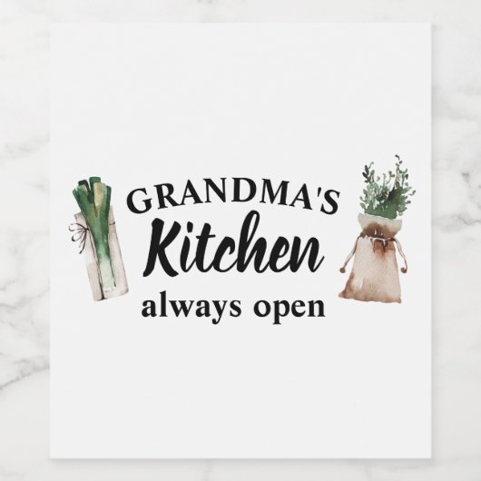 Die moderne Küche von Oma ist immer ein bestes Ges Weinetikett (Einzelnes Label)