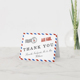Die moderne Luftpost-Hochzeitskollektion Dankeskarte