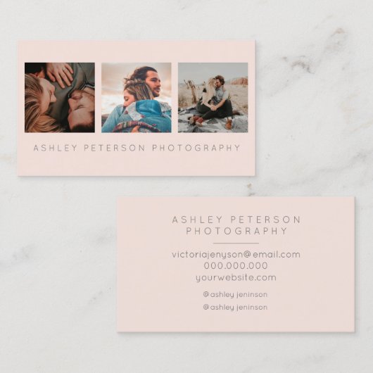 Die moderne minimale Fotografie der Hochzeit 3 Visitenkarte (Vorne/Hinten)