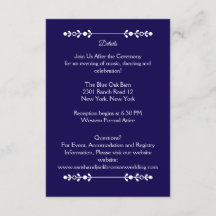 Die moderne Navy & White Wedding Details Card