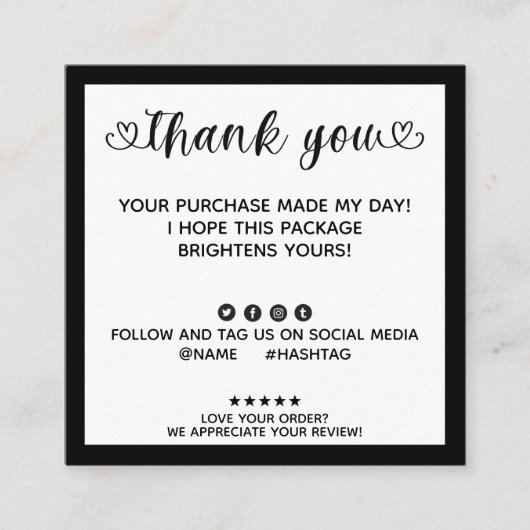 Die moderne Ordnung hat mich zu einem Dankeschön g Quadratische Visitenkarte (Vorderseite)