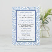 Die moderne Paisley Wedding Collection - Blue Einladung (Stehend Vorderseite)