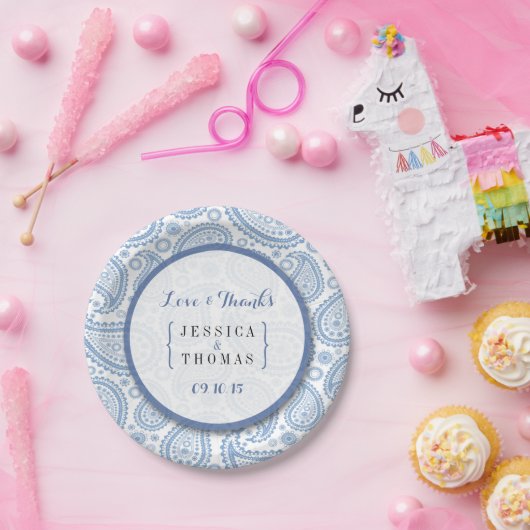 Die moderne Paisley Wedding Collection - Blue Pappteller (Party)