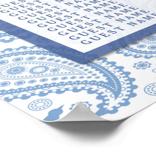 Die moderne Paisley Wedding Collection - Blue Poster (Ecke)