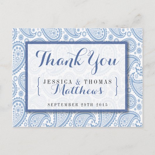 Die moderne Paisley Wedding Collection - Blue Postkarte (Vorderseite)