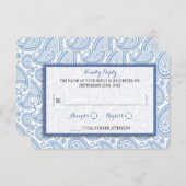 Die moderne Paisley Wedding Collection - Blue RSVP Karte (Vorne/Hinten)