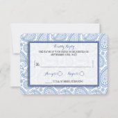 Die moderne Paisley Wedding Collection - Blue RSVP Karte (Vorderseite)