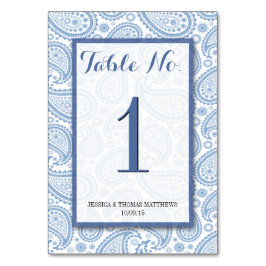 Die moderne Paisley Wedding Collection - Blue Tischnummer