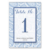 Die moderne Paisley Wedding Collection - Blue Tischnummer (Rückseite)