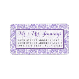 Die moderne Paisley Wedding Collection - Lila Adressaufkleber