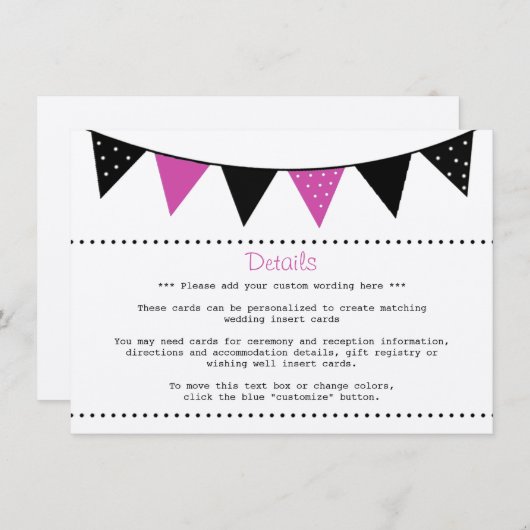 Die moderne rosa Hochzeitskollektion Begleitkarte (Vorne/Hinten)