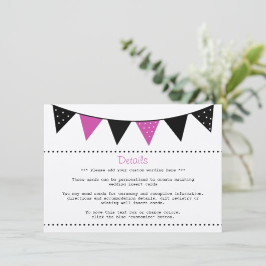 Die moderne rosa Hochzeitskollektion Begleitkarte (Stehend Vorderseite)