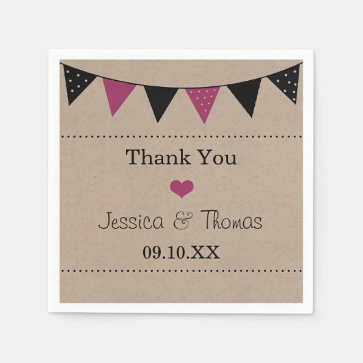 Die moderne rosa Hochzeitskollektion Serviette (Vorderseite)