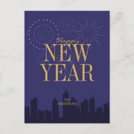 Die moderne Skyline freut sich auf die neue Postka Feiertagspostkarte