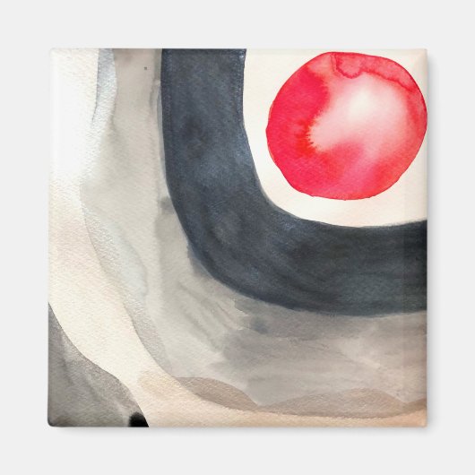 Die moderne, sonnengraue und schwarze abstrakte Ku Magnet (Vorne)