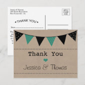 Die moderne türkisfarbene Hochzeitskollektion Postkarte (Vorne/Hinten)