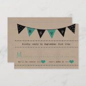 Die moderne türkisfarbene Hochzeitskollektion RSVP Karte (Vorne/Hinten)