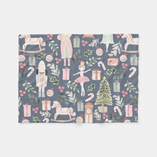Die moderne Wasserfarbe Nutcracker Fleecedecke (Vorderseite (Horizontal))