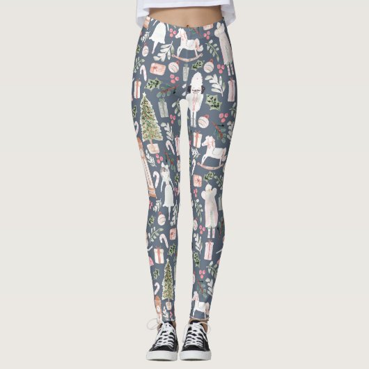 Die moderne Wasserfarbe Nutcracker Leggings (Vorderseite)