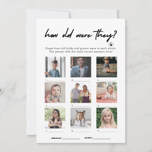 Die Moderne, wie alt sie waren, um die Spielkarte Einladung (Vorderseite)