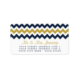 Die moderne Zickzack Hochzeitskollektion - Navy &  Adressaufkleber