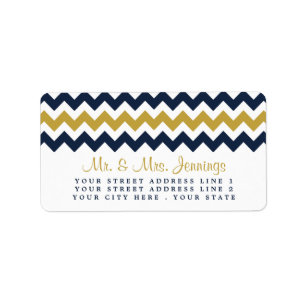 Die moderne Zickzack Hochzeitskollektion - Navy &  Adressaufkleber