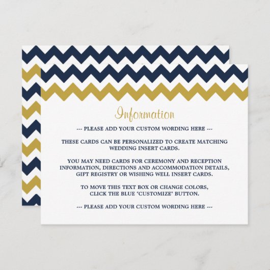 Die moderne Zickzack Hochzeitskollektion - Navy & Begleitkarte (Vorne/Hinten)