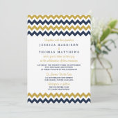 Die moderne Zickzack Hochzeitskollektion - Navy &  Einladung (Stehend Vorderseite)