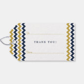 Die moderne Zickzack Hochzeitskollektion - Navy &  Geschenkanhänger (Rückseite Horizontal)